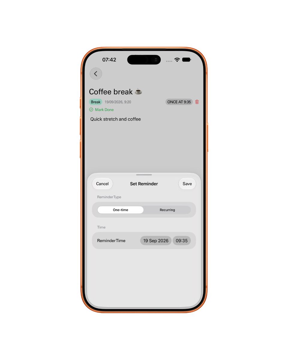 mindeondev's tweet photo. Having a clean timeline of your day shouldn't require filling out lengthy journal entries or managing complex dashboards. Whether it is morning vitamins, team standups, or guitar practice, TimePin lets you timestamp moments instantly and filter through past entries by category. https://t.co/zhVEPEb6fB