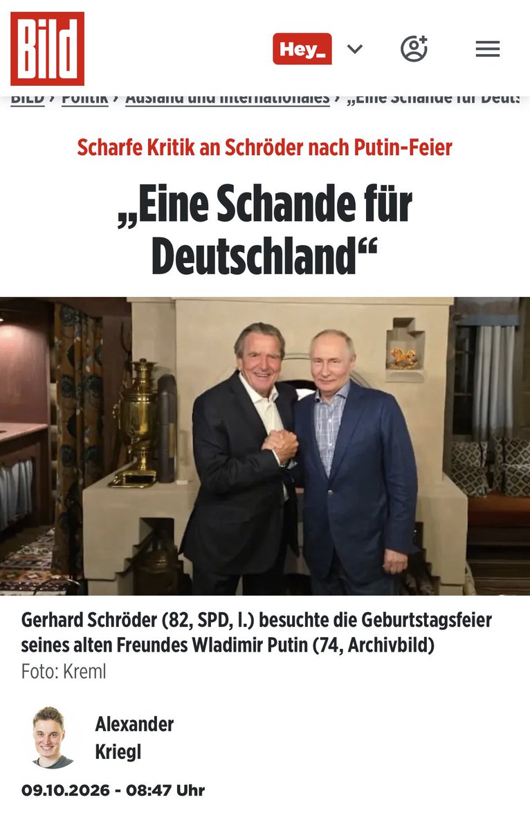 Bundeskanz50246's tweet photo. Was ist eigentlich der Maßstab dafür, dieses Treffen als Schande zu bezeichnen?
Dass jemand einen Präsidenten, einen Premierminister, ein Staatsoberhaupt oder wen auch immer besucht, der einen Krieg begonnen hat – sofern man den russischen Einmarsch 2022 als Beginn wertet; ich sehe das etwas anders?
Dieser Logik zufolge hätte auch niemand Trump oder Netanjahu besuchen und gratulieren dürfen. Oder geht es schlicht wieder darum, dass es sich hier um den „bösen Russen“ handelt?