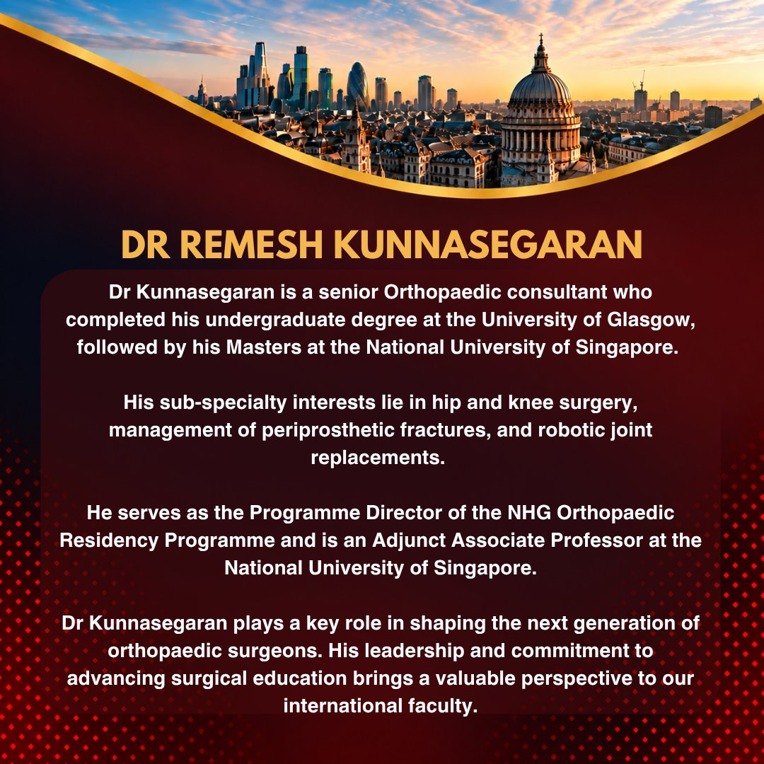 PottRotation's tweet photo. 💡 Speaker Spotlight:  Dr Remesh Kunnasegaran💡

We’d like to extend a warm welcome to Dr Kunnasegaran. A senior consultant and Programme Director of the NHG Orthopaedic Residency Programme in Singapore, he brings valuable insights into Orthopaedic training across the world. https://t.co/IMoVsb5cwG