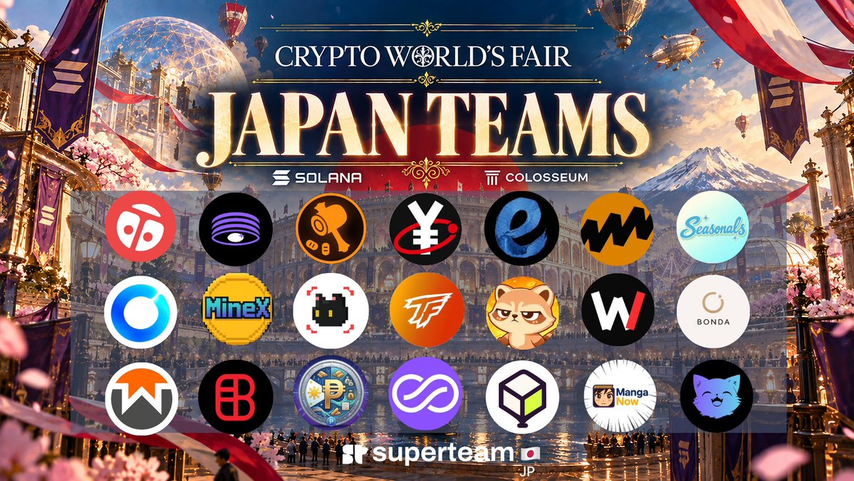 SuperteamJapan's tweet photo. 今回のColosseum Hackathon、本気で入賞を狙う日本の21チーム👇

Tennto @happy_tennto
AML & fraud-prevention for Agents

unloop @unloopsol
Upwork For AI Agents

wrapsynth @agentheights
Monero DeFi Infrastructure

CapturGO @captur_go
Physical AI Data Network

MineX @MineXsol
Solana in Minecraft

BENTO @bento_guard
Checks before your AI spends

Daiko @DaikoAI
Group-trading App. Upgrade Your Cabal.

CatScope @CatScope_io
Run your bot inside validators

PHP Settlement Layer @PHPRail
Philippine payments without the dollar

JPY DeFi @JPYDeFi
JPY Stablecoin, SOL-Backed and Olympus-Inspired

Trade Fighters @TradeFighters
Social edge for traders

Subly @subly_fi
Your agent lives off interest

Effisend @Effisend_
Agentic commerce OS for venues

sampo @sampo_jp
Earning experiences for 8billion people

CollectiblesAR @CollectiblesAR
Summon your tokenized collectibles

Manic Trade @ManicTrade
0DTE Markets, Rebuilt Onchain

Wylls @wyllsOS
Civilization, one save for everyone

MangaNow @manganow_ai
Make manga from anything

Seasonals @seasonals_app
Calendar that runs your DeFi

BONDA @bonda_ros
Just cherish. Safeguard living memories.

FatCat @FatCatTrading
Self-custodial Solana trading on LINE/TG