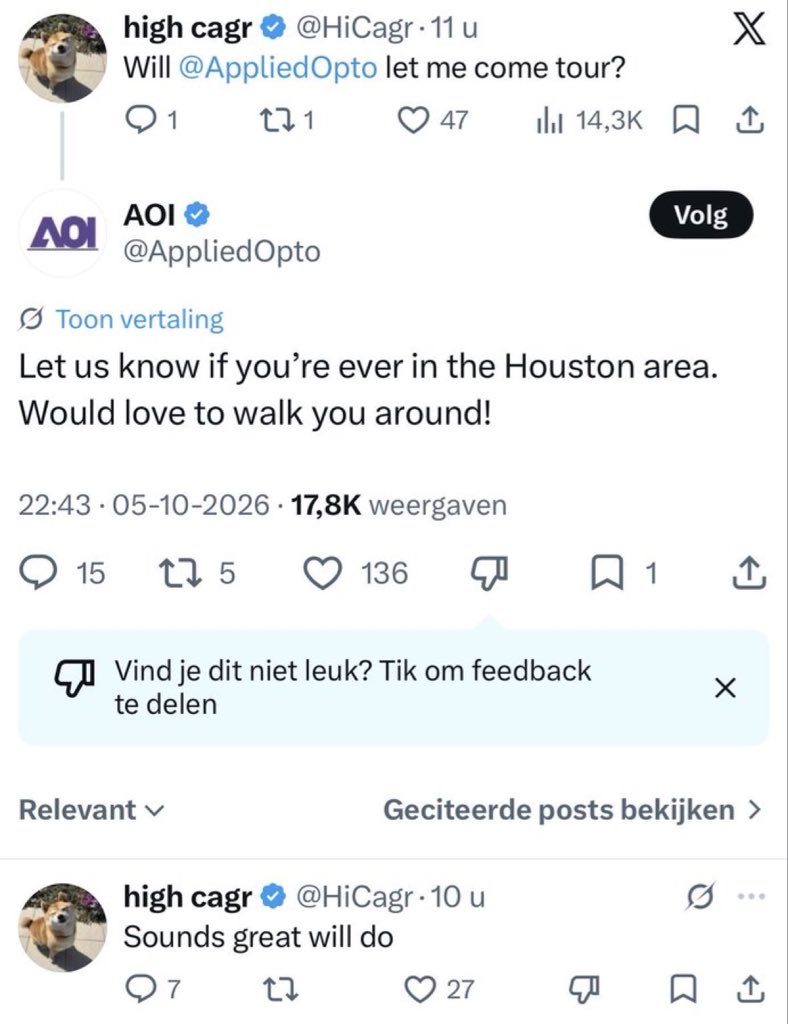 dplanty91's tweet photo. Should we take this as a good sign for their capacity expansion progress? 👀

$AAOI https://t.co/mwHdlFSzqq