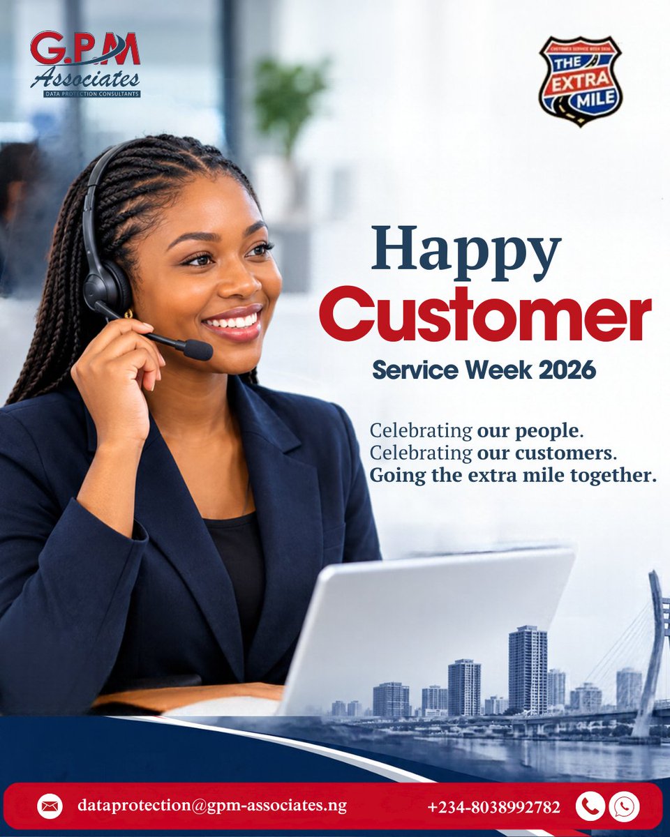 GPM_DataProtect's tweet photo. 🌟 As Customer Service Week 2026 ends, GPM Associates celebrates exceptional service, trust, and stronger relationships. 

Thank you to our clients, partners, and team for inspiring us to go the extra mile💙

#CustomerServiceWeek #GoingTheExtraMile #GPMAssociates  #DataProtection https://t.co/2AGoSap9gc