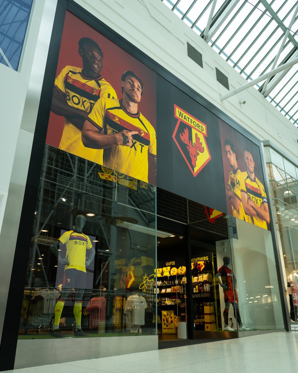 WatfordFC's tweet photo. 🛍️😍 Our brand new Hornets Store at the Harlequin Centre is officially open! 

Kwadwo Baah and Marc Bola will be meeting fans for a special signing today (Friday 9 October) from 3:30pm. https://t.co/tnxDStmWiO