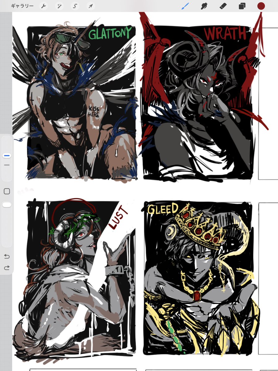 oekakibakutyan's tweet photo. wip
こないだ黒い絵を描こうとして失敗したから黒背景からラフ描いてみる事にした。なんかかっこいいやつ描きたい(漠然)
バケモンの姿発表されてる王は半獣で描きたいなぁ~。 https://t.co/ZiJcCaFSUp
