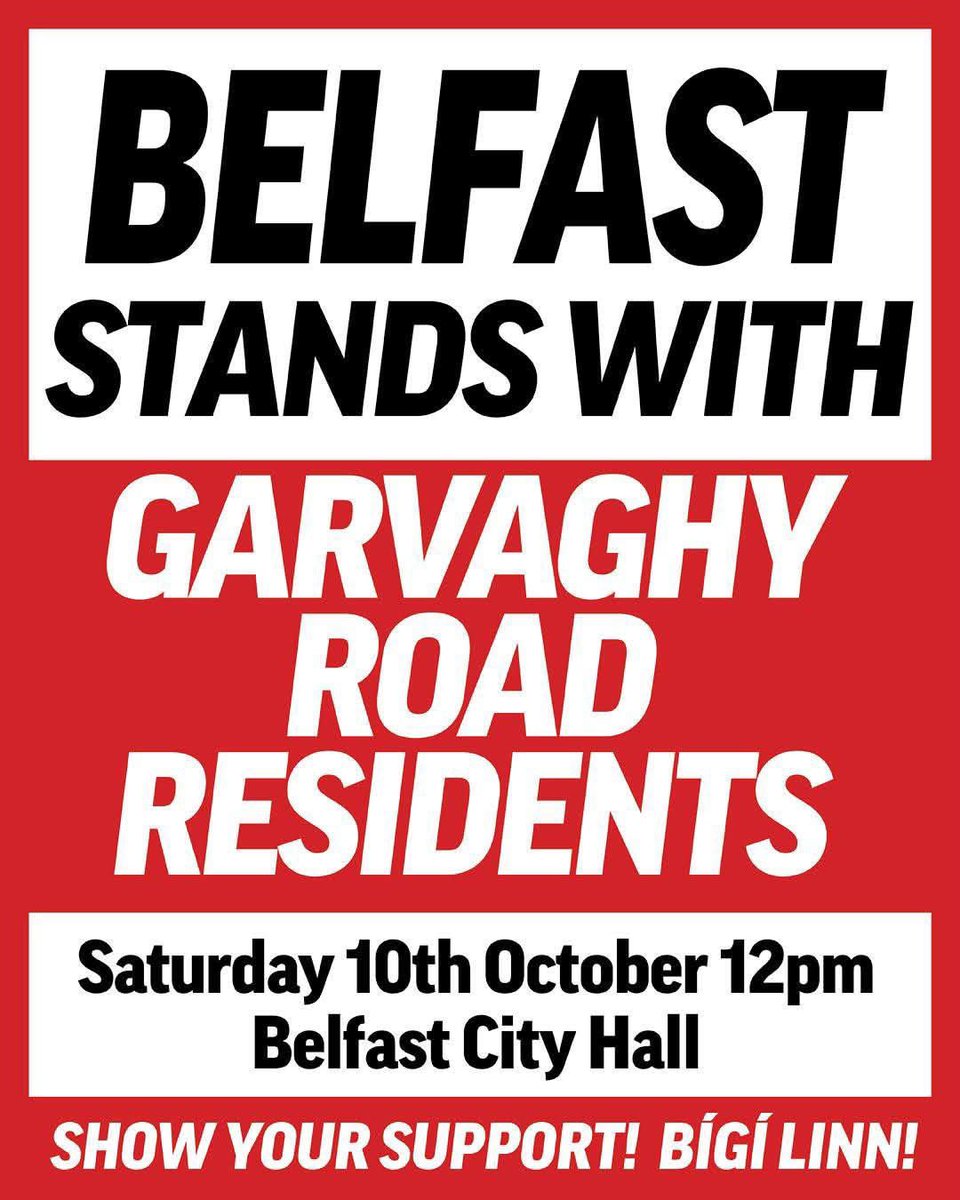 GhostOfDunne's tweet photo. THIS SATURDAY STAND WITH GARVAGHY ROAD RESIDENTS

🔘 BELFAST CITY HALL:  12PM
🔘 DERRY GUILDHALL : 12PM
🔘 NEWRY TOWN HALL: 12PM

Share &amp; be there. ✊🇮🇪#SupportTheGarvaghyRoad https://t.co/hkUc2K7cCz