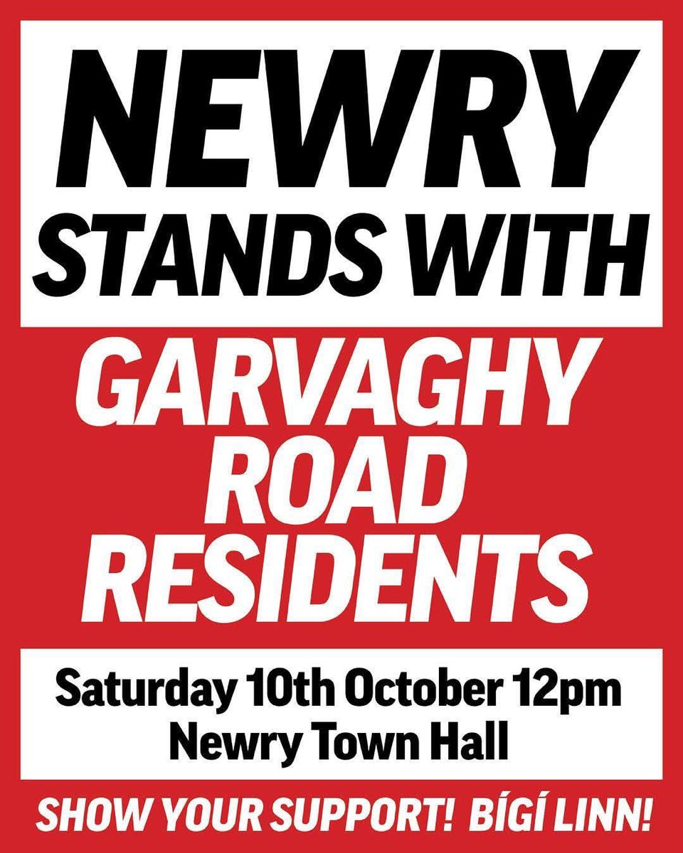 GhostOfDunne's tweet photo. THIS SATURDAY STAND WITH GARVAGHY ROAD RESIDENTS

🔘 BELFAST CITY HALL:  12PM
🔘 DERRY GUILDHALL : 12PM
🔘 NEWRY TOWN HALL: 12PM

Share &amp; be there. ✊🇮🇪#SupportTheGarvaghyRoad https://t.co/hkUc2K7cCz