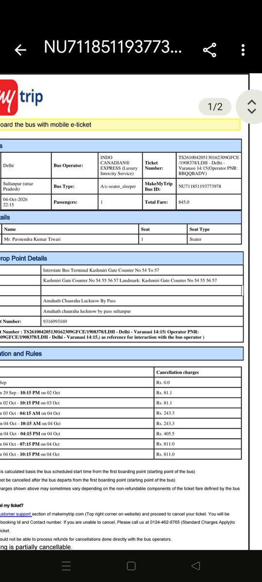 sumittiwariIND's tweet photo. @makemytrip @makemytripcare I was refunded Rs 373 but the final amount was Rs 845, why is this so? @makemytripcare https://t.co/9dfSzeraB8