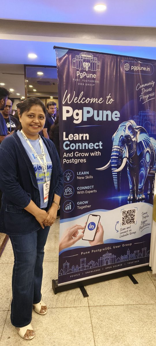 PostgresWomenIn's tweet photo. #PWI at PgPune!
Happy to share that our PWI Chair, @HariSysdba & Our PWI core member @AartiNadekar in the event & connecting with the wider PostgreSQL community.
If youโre attending the event, do stop by, say hello and connect with them.
#PgPune #PWI #Postgres #event https://t.co/BIdg06rXkf