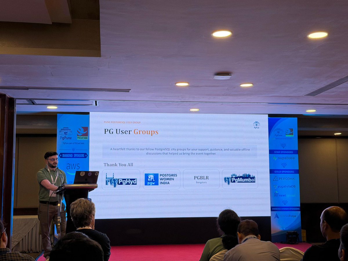 PostgresWomenIn's tweet photo. #PWI at PgPune!
Happy to share that our PWI Chair, @HariSysdba & Our PWI core member @AartiNadekar in the event & connecting with the wider PostgreSQL community.
If youโre attending the event, do stop by, say hello and connect with them.
#PgPune #PWI #Postgres #event https://t.co/BIdg06rXkf