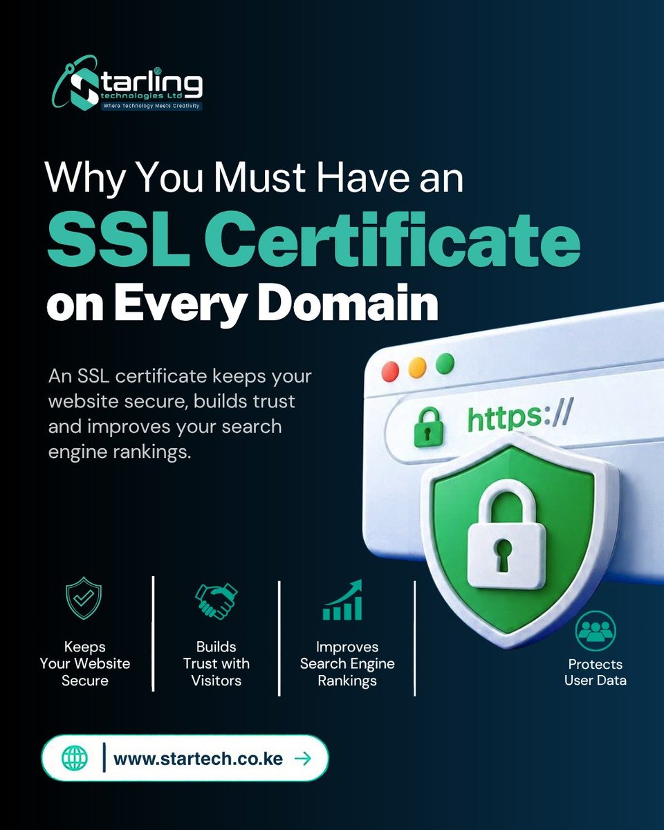 startechKE's tweet photo. Is your website secure? 🔐
An SSL Certificate keeps your website safe, protects user data, builds visitor trust, and boosts your Google search rankings!
Don't ignore domain security—get protected today 🚀
🌐 https://t.co/vc7TvAzVJ9
📞 +254 758 111 223
#SSLCertificate #HTTPS https://t.co/A7MAQPNSNn