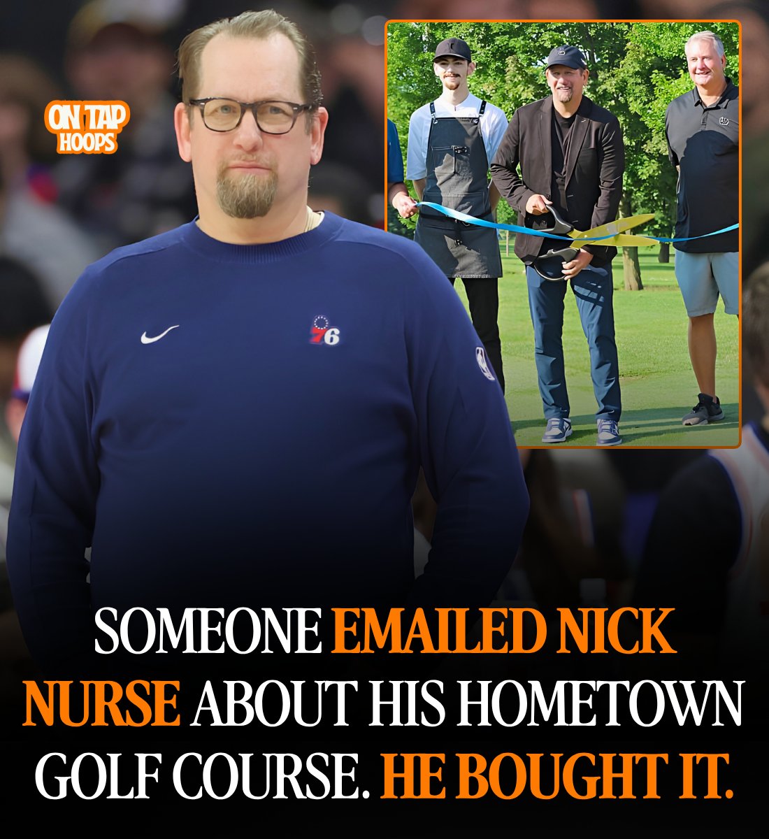 ONTapHoops's tweet photo. In the summer of 2023, a man in Carroll, Iowa sat down and emailed an NBA head coach. He was not asking for tickets.

Carroll Country Club was about to be sold. The golf course on the edge of town, the one where half of Carroll had learned the game, was going to be bought and turned back into cropland, or scraped flat for condos. A resident named James Heller later put it plainly to the Philadelphia Inquirer. They were either going to farm it or they were going to build condos on there.

So somebody emailed Nick Nurse.

Nurse is the head coach of the Philadelphia 76ers. He won an NBA championship with the Toronto Raptors in 2019. He spent years coaching overseas and in the minor leagues, in gyms nobody was watching, before any of that happened.

He is also the youngest of nine children from Carroll, Iowa, a town of about 10,000 people.

His parents, Maury and Marcella, who are both gone now, used to drop him off at that golf course in the morning and leave him there for the day. He putted. He swam. He walked into the cornfields along the property line hunting for lost balls. He played the junior tournaments, the father and son tournaments, the club championship. Years later, as a grown man coaching on another continent, he would fly home in the offseason and go play the course with his dad.

His family had been members for more than 35 years.

He read the email. In February 2024, he bought the golf course.

Not a share of it. Not a sponsorship. He bought the whole thing, renamed it Carroll National, and kept the gates open.

Here is the part that is easy to miss. Nurse did not buy it quietly and disappear. He turned it into a two day golf and music festival every summer that raises money for the Nick Nurse Foundation, which works on music, sports and education for kids. The 2025 edition had Jefferson Starship and the Jacksons on the bill. Julius Erving came as a special guest. Which means Dr. J spent a weekend in a town of 10,000 people in west central Iowa because the kid who used to look for golf balls out there grew up to run the Philadelphia 76ers.

Nurse has never been dramatic about any of it. His explanation of why he loves golf is almost disappointingly plain. He told the Inquirer he always played because it is outside and he is with his friends and family, and those are three good things.

The honest counterpoint. Nurse is an NBA head coach with a ring and the means to buy a golf course without feeling it. This was not a sacrifice. Plenty of people leave a town like Carroll and never look back, and nobody would have blamed him for leaving that email unanswered.

He just did not leave it unanswered.

Somewhere in Carroll, Iowa, there is still a kid walking into the corn looking for lost golf balls, on grass that was supposed to be soybeans by now.

If you love basketball stories like these, follow us on any platform @ontaphoops