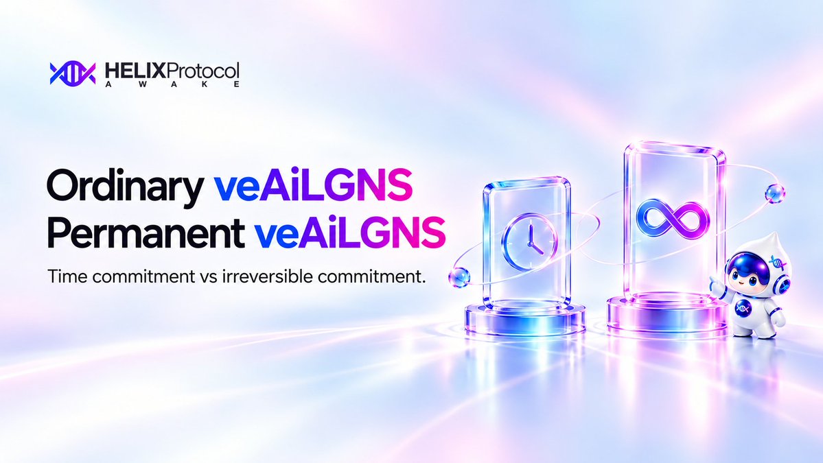 AWAKEHELIX's tweet photo. 🗳 Two paths.
Two forms of long-term commitment.

🔹 Ordinary veAiLGNS

Lock AiLGNS.
Commit time.
Gain governance weight.

🔸 Permanent veAiLGNS

Burn AiLGNS.
Accept irreversible cost.
Gain long-term governance rights.

Time commitment
vs
Irreversible commitment. 🌀

#HELIXProtocol #veAiLGNS #Governance #DeFi4