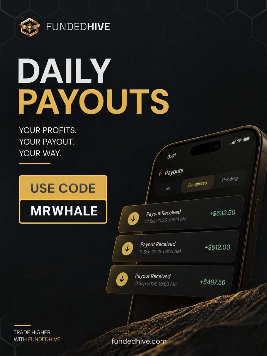MrWhale_____'s tweet photo. Start trading with @FundedHive for as low as $7.20 

Get a $100K 2-Step PFP account for just $79 and use code MRWHALE.

Built for traders who want flexibility without paying the full fee upfront.

• Instant daily payouts
• Payouts sent within 60 seconds
• No consistency rule
• Raw spreads
• News trading allowed

Trade your strategy. Keep your edge. Get paid daily.

Code: MRWHALE

For any kind of help DM to @Qcrypt0,  He is an affilate manager of FundedHive.