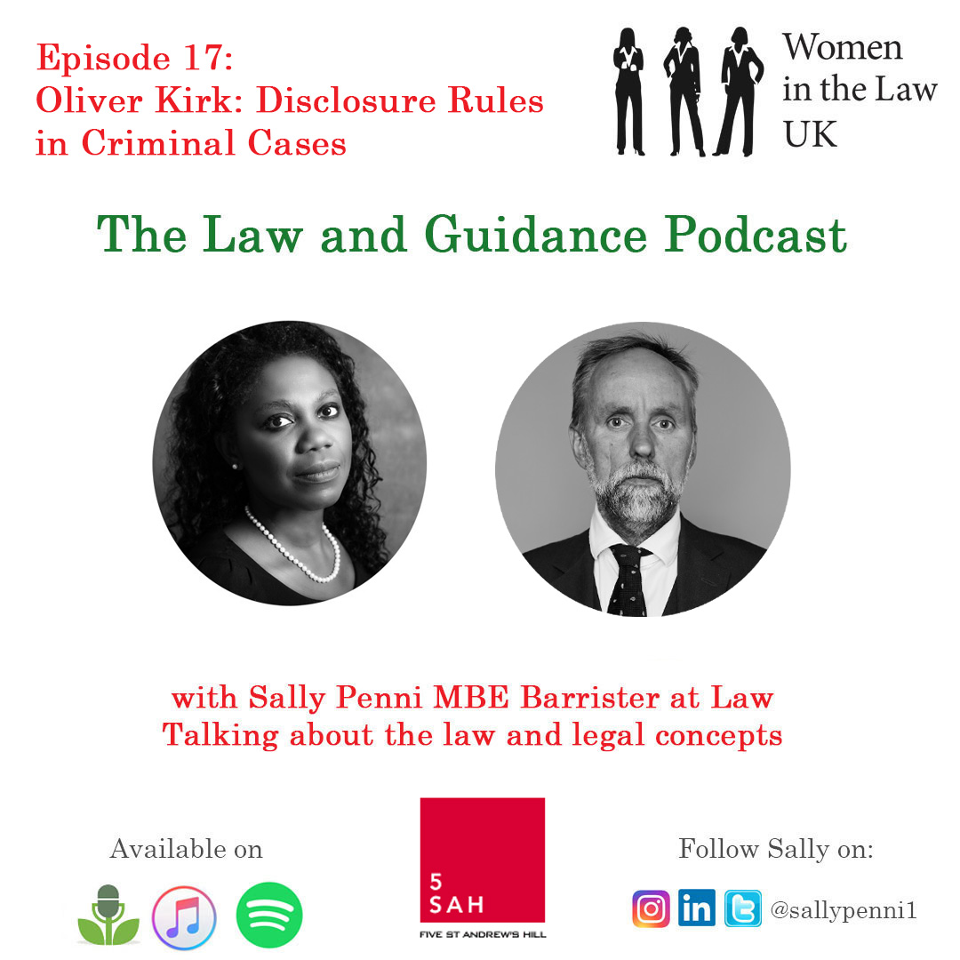 LawGuidePodcast's tweet photo. #CriminalBarrister @Kirkaboutless joins @sallypenni1 to discuss #disclosurerules in #criminalcases in this episode of her #LawandGuidance #Podcast - click here to listen: https://t.co/tiau6nlYw2 #disclosure #criminallaw #barrister #criminalbarrister #solicitor #lawpodcast #law https://t.co/YI5L9rJAEL