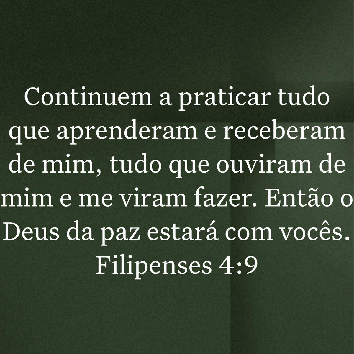 bibliaminuto's tweet photo. Continuem a praticar tudo que aprenderam e receberam de mim, tudo que ouviram de mim e me viram fazer. Então o Deus da paz estará com vocês.
Filipenses 4:9 https://t.co/fUDgWNFWpo