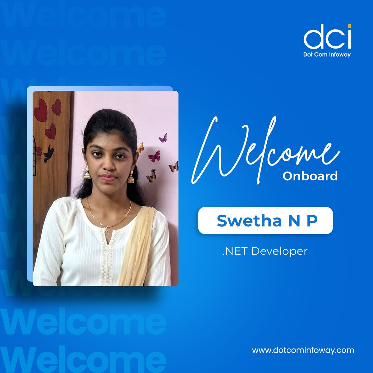 dotcominfoway's tweet photo. Welcome aboard, Swetha! 🎉
We��re happy to welcome our new .NET Developer to DCI. Wishing you a wonderful start, exciting challenges, and plenty of opportunities to shine!
#TeamDCI #NewBeginnings #NewJoinee #DotComInfoway #LifeAtDCI #DotNetDeveloper https://t.co/bJcPXPQaT4