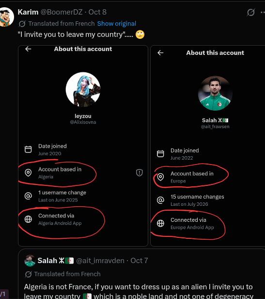 treshs2x6s's tweet photo. this dickhead @BoomerDZ tries the friendly fire way but the son of a bitch lives in the us so bro is basically in isreal easy mode well fuck you kys get a life if you have an algerian passport and think youre algerian just throw your passport away atp

#freemybro @ait_imravden https://t.co/p0iHaBOFmt