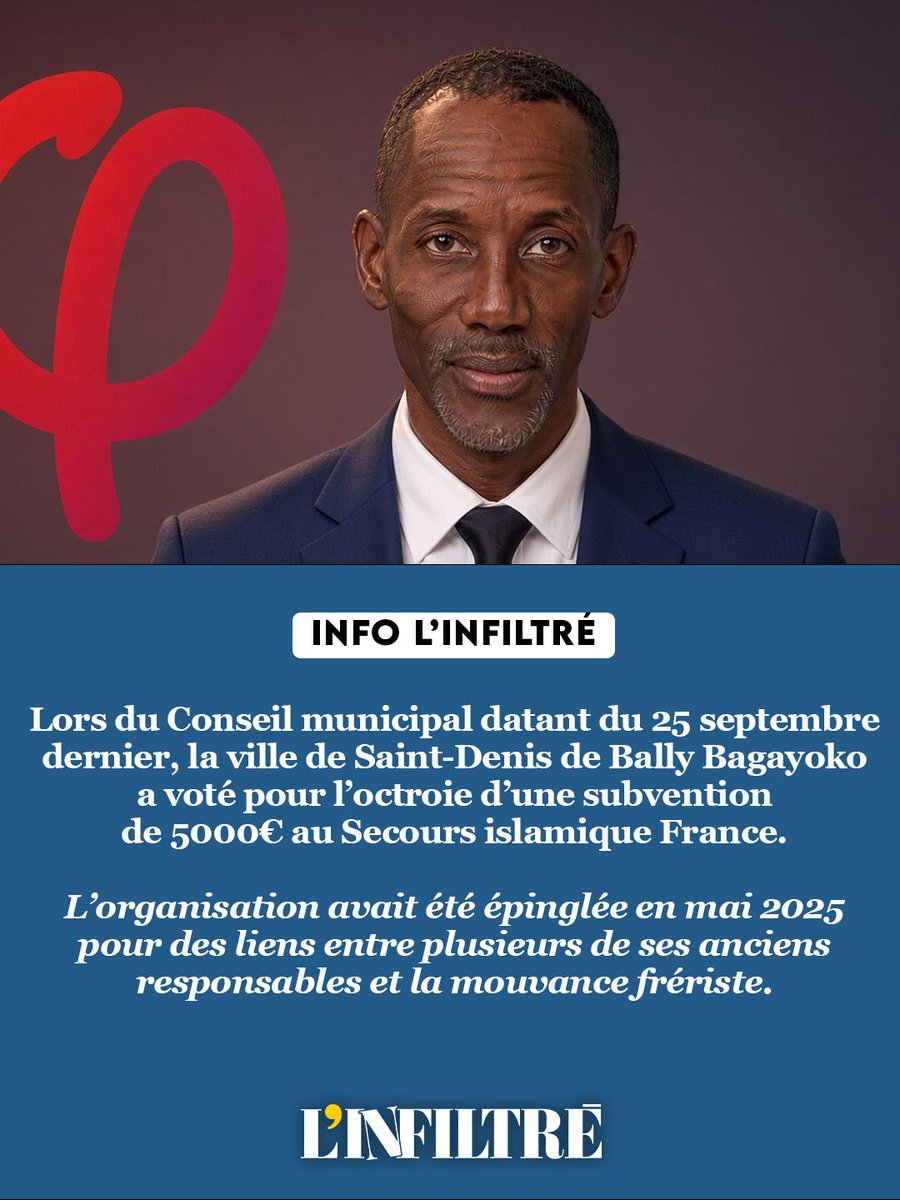 linfiltremedia's tweet photo. Lors du Conseil municipal du 25 septembre, Bally Bagayoko et ses alliés ont voté pour l’octroie d’une subvention de 5000€ au Secours islamique France.

L’ONG a été épinglée pour des liens entre des anciens responsables et la mouvance Frériste.

L’article: https://t.co/2bRRxSs4nR https://t.co/mWzPujUEkW