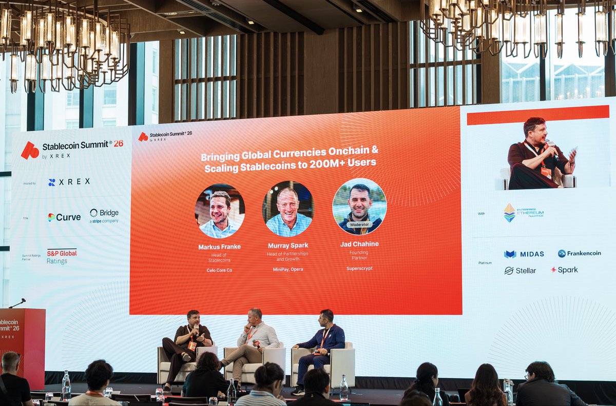 MarkusCelo's tweet photo. Bringing global currencies onchain. Fireside chat with @minipay and @Celo at @stblcnsummit during Token2049. https://t.co/Pu58WpMmtA