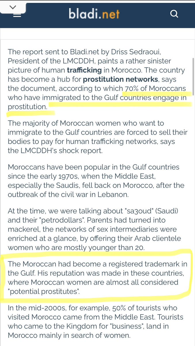 Warmonger60's tweet photo. @OfElric36896 @Berberisti Morocco is labelled by UNESCO as the sex tourism capital of the world yet still has a small number of Senegalese or SSA prostitutes in general lol.

70% of your own Moroccan sisters are sex workers in the gulf. Many of them get deported and sent to Dakar, Senegal. https://t.co/n78A4zZtub