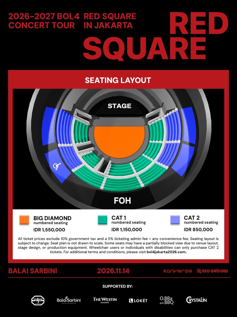 GandulsE_'s tweet photo. OPEN JASA WAR TIKET
2026-2027 BOL4 CONCERT TOUR [Red Square] in Jakarta

• fee 100k/tix
• pake data sendiri, self payment
• bayar fee di akhir setelah secured

proof ticketing jaswar joki jastip cek pinned tweet
#BOL4 #RedSquare #BOL4_RedSquare #BOL4_CONCERT_TOUR https://t.co/5HsMJdd71H