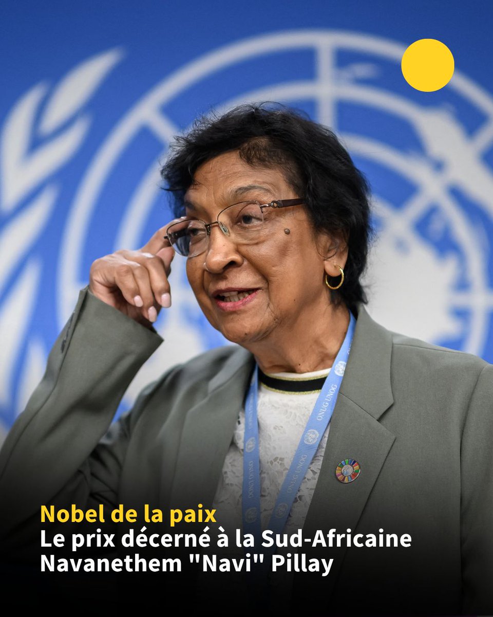 _AbelTranson's tweet photo. 🚨 Le prix Nobel de la paix récompense la juriste sud-africaine Navanethem "Navi" Pillay ".
Âgée de 85 ans, Navi Pillay a notamment présidé la commission d'enquête indépendante de l'ONU qui a affirmé qu'#Israël commettait un #génocide dans la bande de #Gaza. https://t.co/7NIKO3mcJi