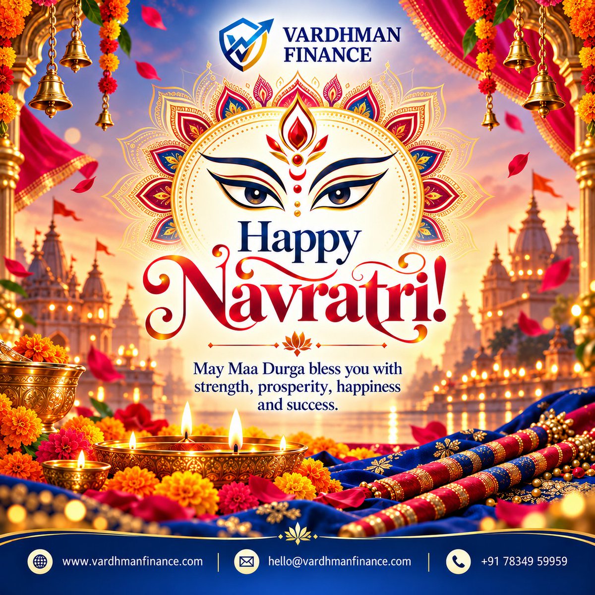 Vardhman07's tweet photo. Happy Navratri!
May Maa Durga bless you with strength, happiness, and prosperity.
Vardhman Finance
#HappyNavratri #MaaDurga #VardhmanFinance #TouchGrassAtUgaoo #ByElection2026 https://t.co/caw2J7aFBp