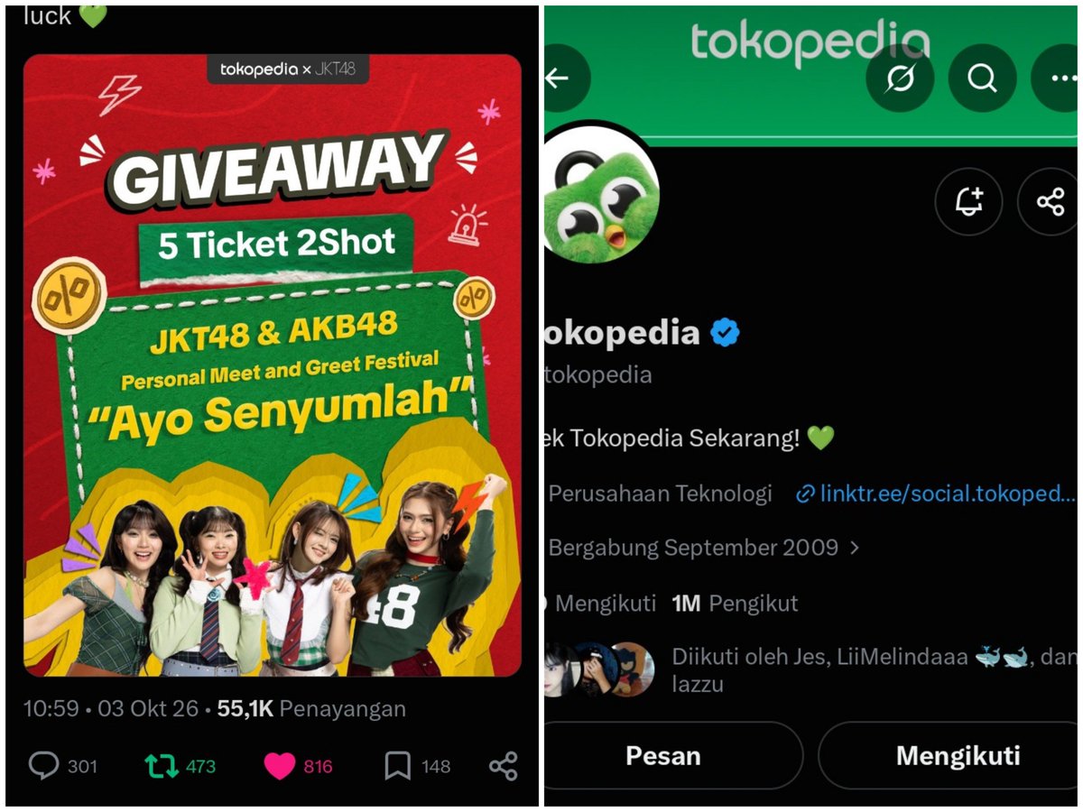 taahgia's tweet photo. @tokopedia nih minto quest 1-5 donee, kalo kata lagu jeketipatlapan " usaha keras itu tak akan mengkhianati" jadii semoga menangg 🫠😋

#Tokopedia1010xJKT48 https://t.co/AcXGD0JG11