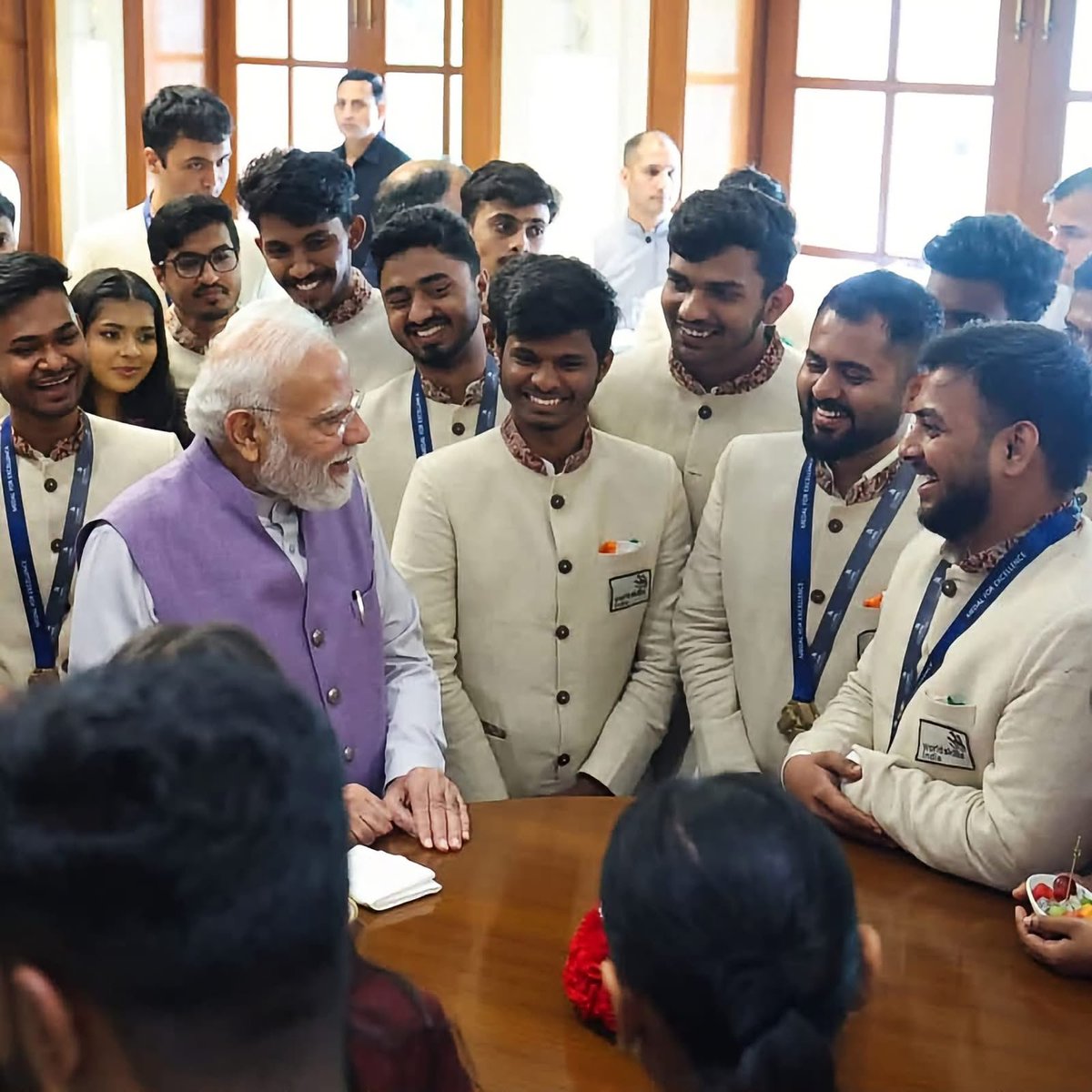 Gupta_vijender's tweet photo. A proud moment for Team Skill India! 

Hon’ble Prime Minister Shri @narendramodi hosted Team India’s WorldSkills Shanghai 2026 competitors at his residence, 7, Lok Kalyan Marg, New Delhi. His interaction and encouragement made their remarkable journey even more special.

With 6 Silver medals and 20 Medal for Excellence, Team India secured a place in the global Top 10, showcasing the talent and determination of India’s skilled youth!