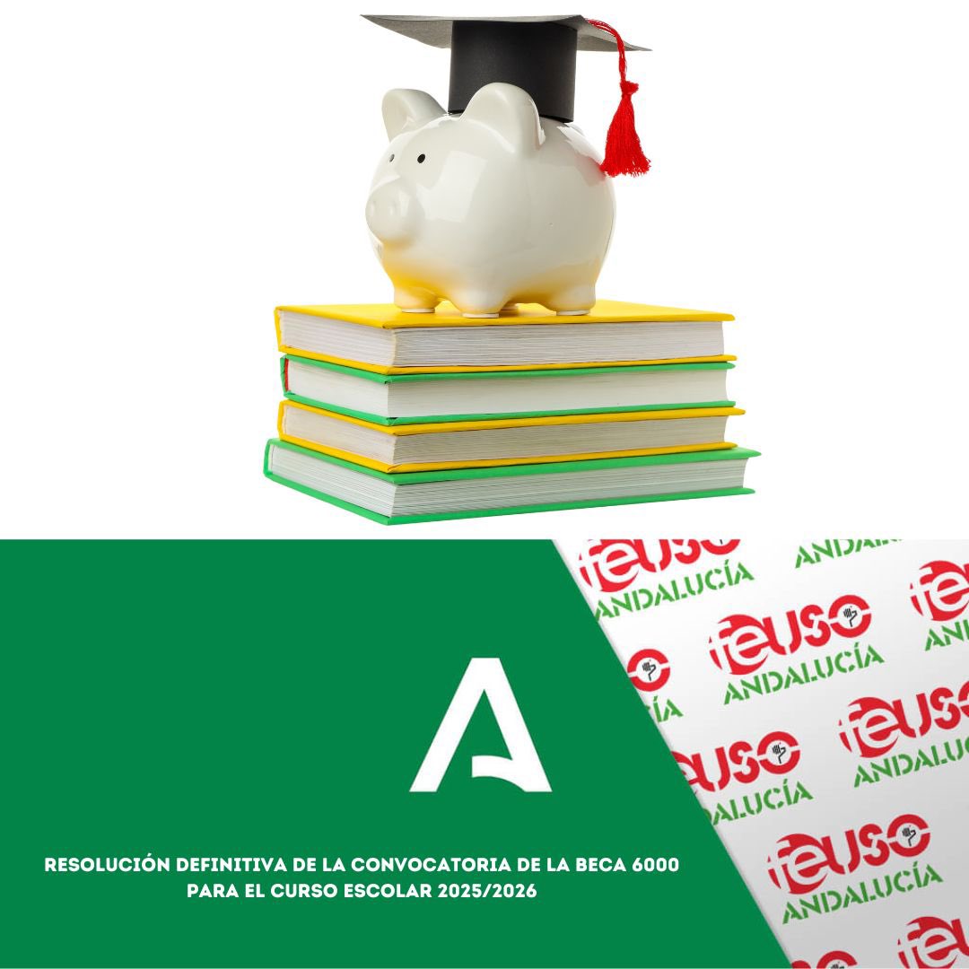 FEUSO_ANDALUCIA's tweet photo. ⭕️ USO INFORMA

✅ Publicada la Resolución definitiva de la convocatoria de la Becas 6000 para el curso escolar 2025/2026.

⚖️ Podrán interponerse recursos del 9 de octubre de 2026 al 9 de noviembre de 2026.

🔗 https://t.co/GJEMSS0slj
👍📝 Afíliate:  https://t.co/aw3Ainy3H8 https://t.co/kUBEDr2Ai8