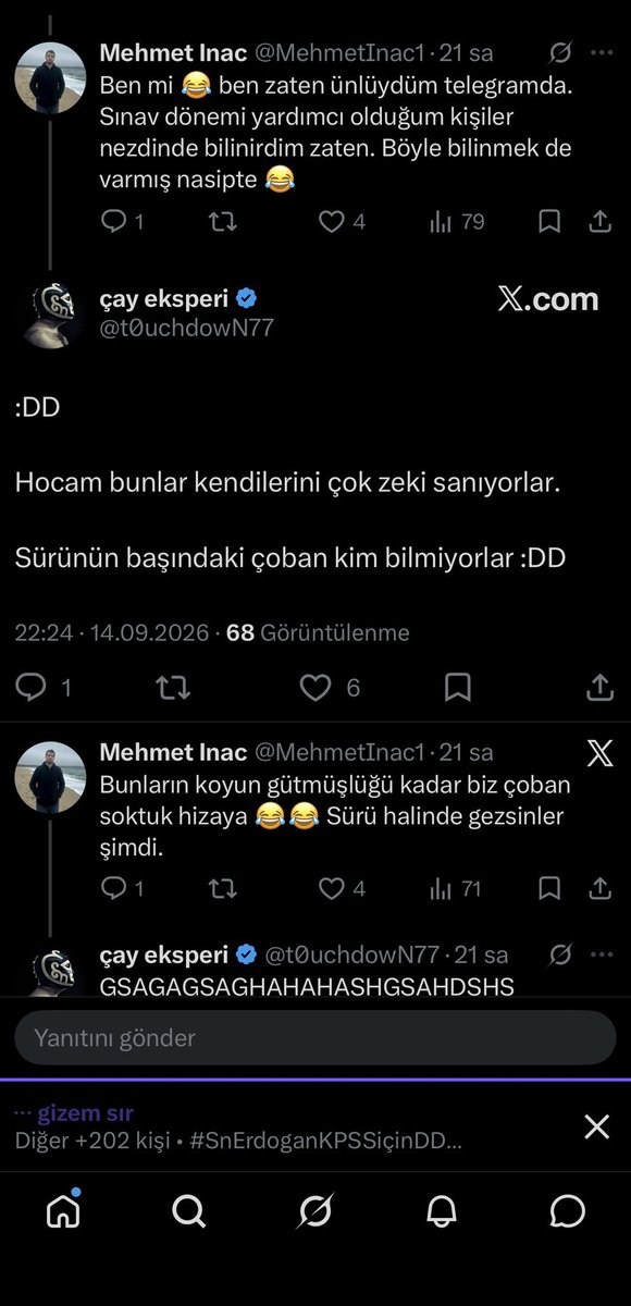 turtellaa's tweet photo. Bu tayfa biz Urfa şaibeleri nedeniyle hak arıyoruz diye bizlere saldırıp durdu. Hakaretler ettiler, spamlar attılar. Birbirleriyle de gayet tanışıklarmış meğerse. Türkiye Birincisinin bizlerle uğraşması filan büyük bir onur tabii ki. #ÖSYMistifa https://t.co/HKyKaWKM0H
