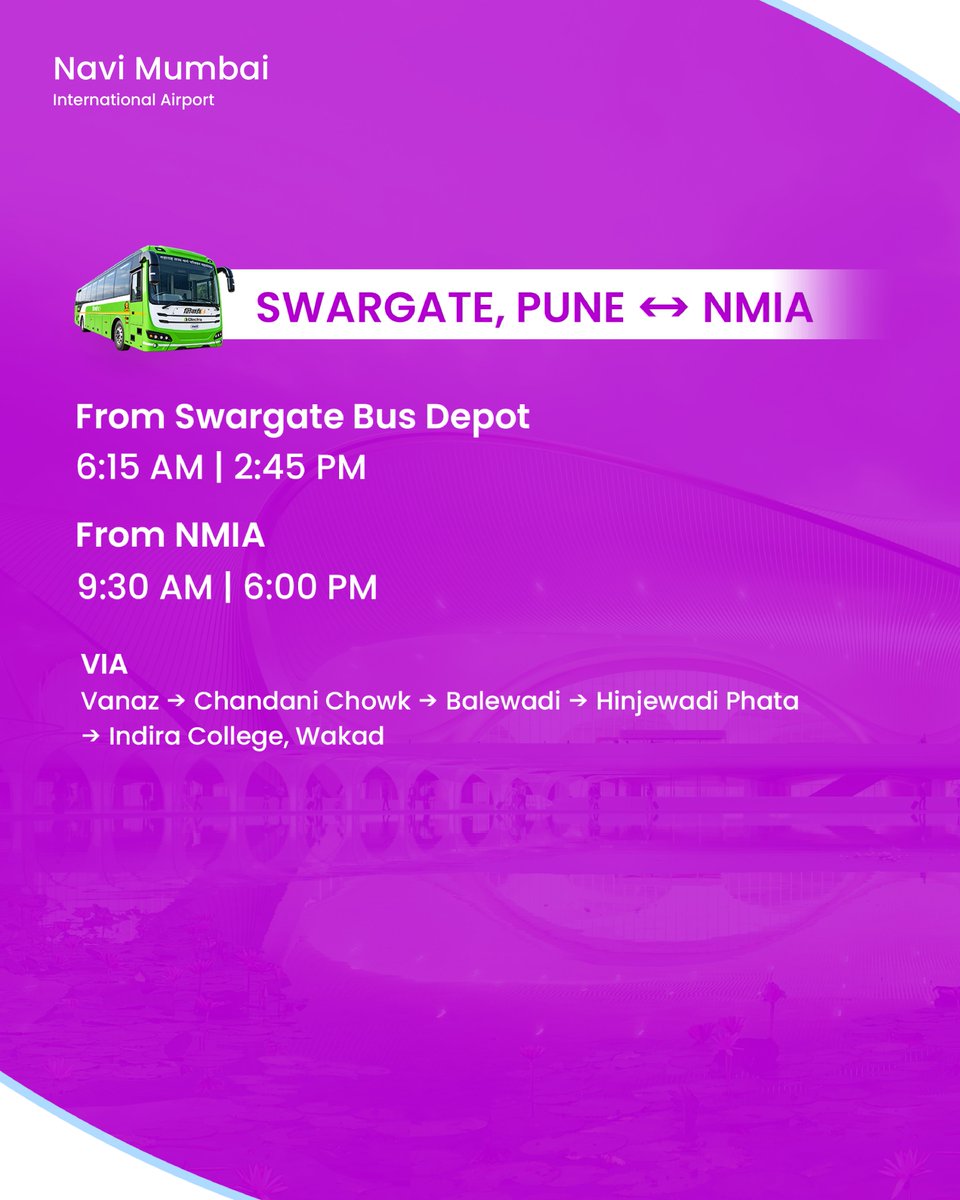 navimumairport's tweet photo. Planning to go to NMIA by MSRTC E-Shivai? Here’s your guide.

From bus timings to booking, find the information you need to plan your journey with ease.  

#NMIA #MSRTC #KnowYourNextMove https://t.co/2L3EgrDKFD