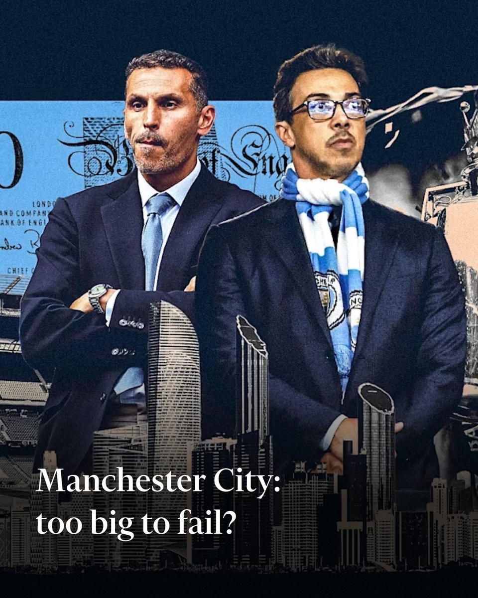 FT's tweet photo. Manchester City’s rise under Abu Dhabi ownership has transformed English football, brought billions in investment to Manchester and strengthened UK-UAE ties. Today’s Big Read explores whether City has become too big to fail. https://t.co/pBPX9yTnKx https://t.co/SrNM0w9bLV