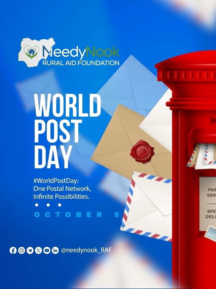 needynook_RAF's tweet photo. On World Post Day, we reflect on the importance of communication in humanitarian emergency response and grassroots development. Leave a note of appreciation for our field team in the comments.
#WorldPostDay #HumanitarianConnection #NeedynookCares #MessagesOfHope #CommunitySupport https://t.co/XVYYbq71cA