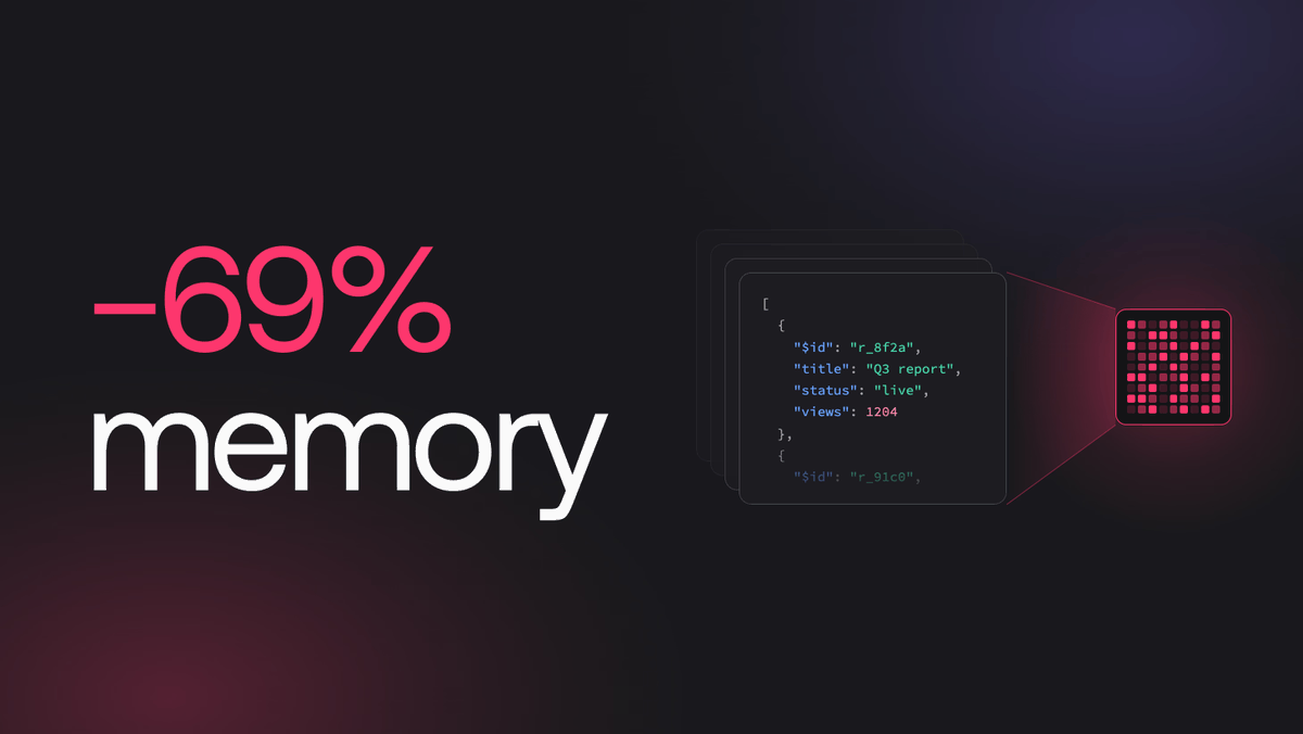appwrite's tweet photo. Cached list queries in Appwrite just got a major performance boost 🚀

We've switched from JSON to binary cache serialization, reducing memory usage by up to 69% and increasing cached list throughput by up to 29%.

Learn more: https://t.co/ukCRwShBJr https://t.co/imfewluyyi