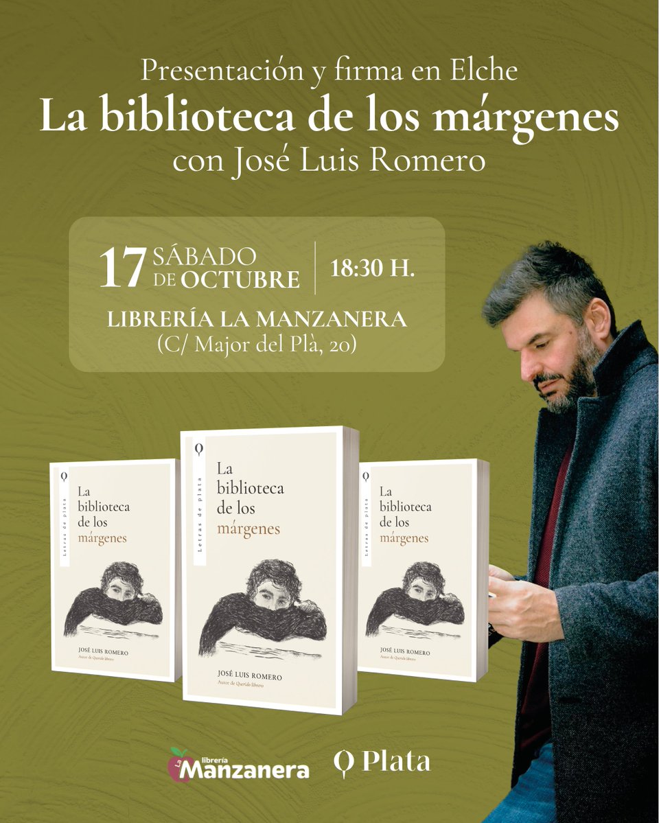 PlataEditores's tweet photo. ¡Próximas presentaciones de José Luis Romero!✨

El nuevo libro de @icarobooks, #LaBibliotecaDeLosMárgenes, ya está disponible, y dentro de muy poco damos comienzo a una serie de firmas y presentaciones. Reservad las fechas en vuestras agendas…🖋

¿En qué ciudad nos vemos?📖 https://t.co/j56j39y5B0