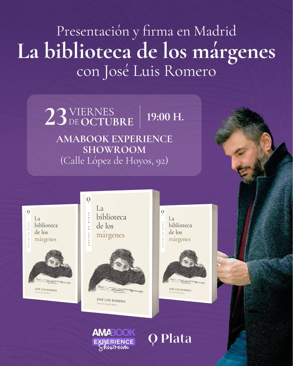 PlataEditores's tweet photo. ¡Próximas presentaciones de José Luis Romero!✨

El nuevo libro de @icarobooks, #LaBibliotecaDeLosMárgenes, ya está disponible, y dentro de muy poco damos comienzo a una serie de firmas y presentaciones. Reservad las fechas en vuestras agendas…🖋

¿En qué ciudad nos vemos?📖 https://t.co/j56j39y5B0