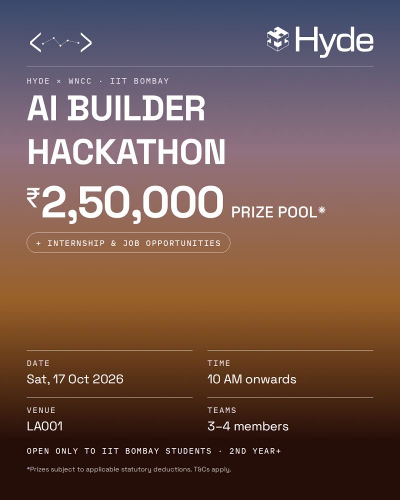 BuildwithHyde's tweet photo. We trained a small transformer to play a board game. 

Now it's your turn.

We're hosting the Hyde AI Builder Hackathon with WnCC at IIT Bombay: one day, 10 hours, to train a small model to play a game. 

Apply by 13 October: https://t.co/4YdoyzaAmN https://t.co/K11IkBs6la