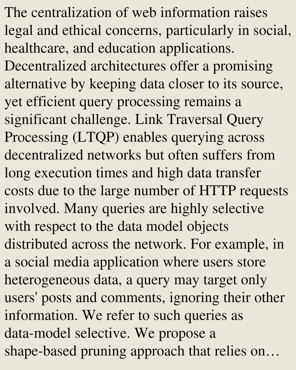 UFCS's tweet photo. Traveling with a Map: Reducing the Search Space of Link Traversal Queries Using RDF Shapes

Bryan-Elliott Tam, Joanna Van Herwegen, Pieter Colpaert, Ruben Verborgh, Ruben Taelman
https://t.co/w6AsSOKr1T [𝚌𝚜.𝙳𝙱] https://t.co/fFP0M0pkl5