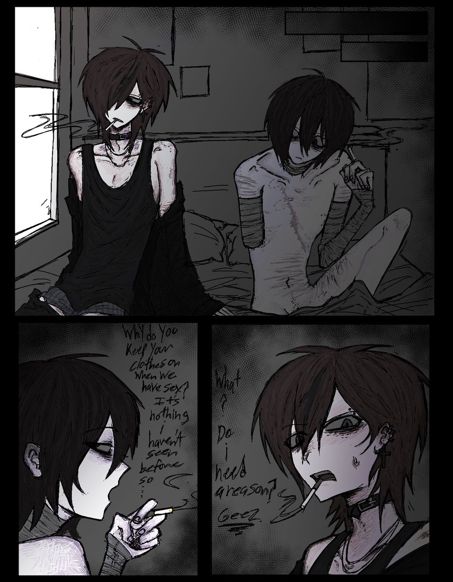 schiz0creep's tweet photo. (8/8)
This is Chuuyas pov, the next part probably wont be finished for a long while. Im thinking of making it from Dazais perspective as well as getting into his guilty feelings towards Chuuya. https://t.co/kIhBcMvWF5
