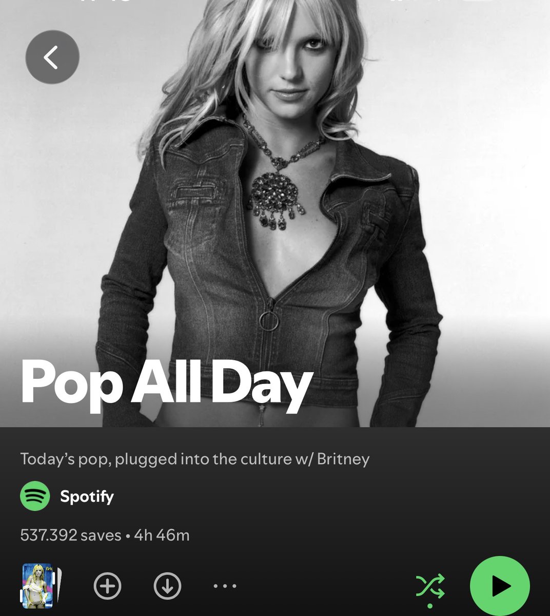 breatheonmiley's tweet photo. Britney Spears is on the cover of Spotify’s Pop All Day and OBSESSED playlists, with She’ll Never Be Me topping both at #1. https://t.co/RaFnbGA76k