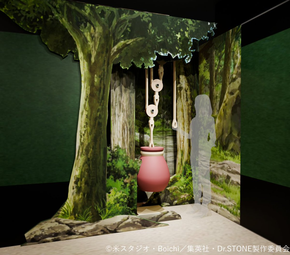 DrSTONE_exh's tweet photo. ━━━━━━━━━━━━🚀
TVアニメ「Dr.STONE」展
　　　展示紹介🪨
🧪━━━━━━━━━━━

本展覧会は、TVアニメ最終話に登場した「科学王国の博物館」をイメージした展示空間！

今回はそんな展示の一部を詳しくご紹介！

【アルキメデスの"滑車"体験コーナー】

第1期第6話で木に挟まれたコハクを助けるために千空が生み出したクラフト「滑車」を実際に体験できるコーナー。重さ10kgの土器を科学の力で持ち上げてみましょう！

ぜひ会場にお越しいただき、科学の力を実際に体験してみてください！

📅会期
2026年12月10日(木)～2027年1月4日(月)
📍会場
池袋・サンシャインシティ 展示ホールA
🎫チケット
 2026年10月17日(土) 10:00～
「e＋（イープラス）」にて 販売開始！
※日時指定日は抽選販売となります。

キービジュアルや描き下ろしイラスト、オリジナルグッズなどのさらに詳しい情報は本アカウントで順次解禁予定です！

ぜひフォローして続報をお待ちください👀
#DrSTONE #DrSTONE展