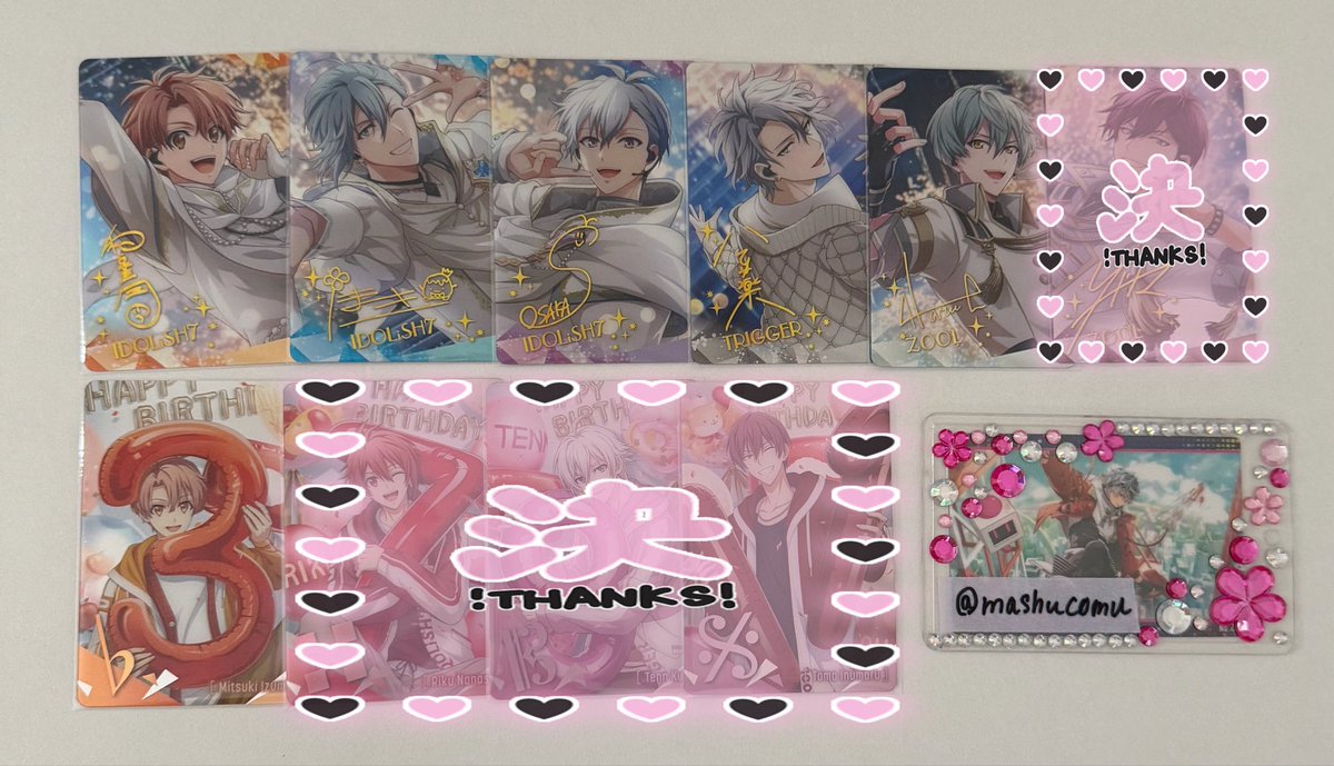 mashucomu's tweet photo. 【交換】アイナナ　メタカ　27 ムビナナ　ラビミニ　メタルカード　

譲：三月、環、壮五、楽、悠

求：百

✴︎郵送交換希望
✴︎ビヨピリ↔︎ラビミニでも検討します

検索からもお気軽にお問い合わせください！ https://t.co/4tPxPTlO7G