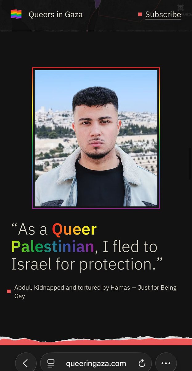 Mohsin10032002's tweet photo. Israelis have made up a website called queeringaza filled with fabrications. They used a random guys picture photoshopped the background to make up a fake story about a queer Palestinian fleeing to Israel for protection because he was kidnapped and toured by Hamas. https://t.co/1On5xzSd38