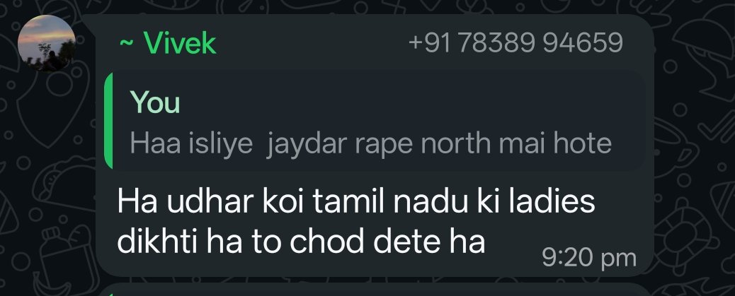 111Lavan's tweet photo. North Indian misogynists threatening to rape women just because they disagree with them is disgusting. Rape threats aren’t masculinity, culture, or strength — they’re abuse. Women have every right to speak without being sexually threatened. Stop normalisingmisogynu
#StopMisogyny https://t.co/YZ4daPiNOo
