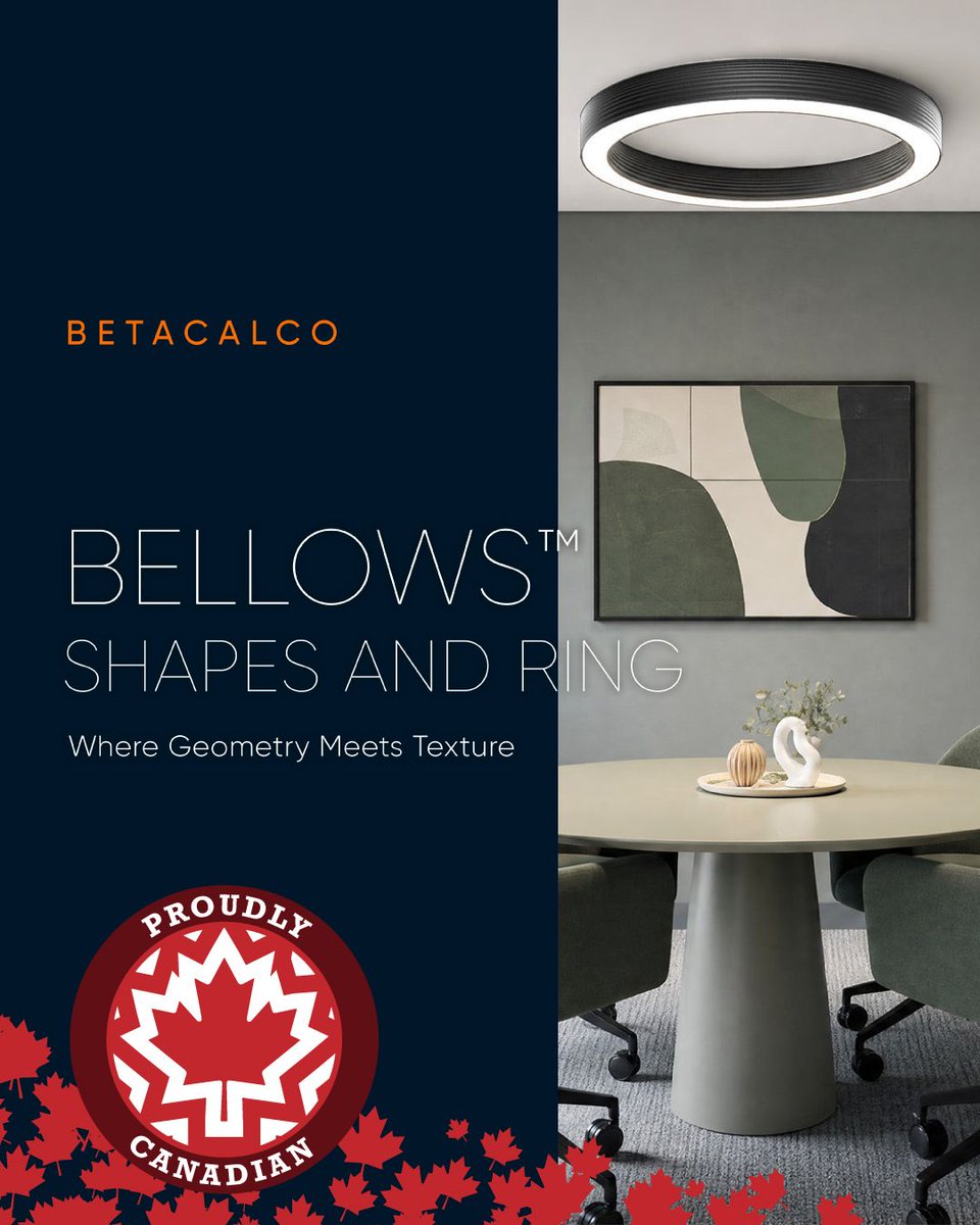 light_resource's tweet photo. Meet BELLOWS SHAPES™ & RING™ — Beta-Calco’s signature pleated design, now taking shape as Triangles, Hexagons, and Rings.
#lightingdesign #lighting #design #lightinginspiration #architecturallighting #madeincanada #lightingmadeincanada #canadianlighting #proudlycanadian https://t.co/VaMBG4UV8x