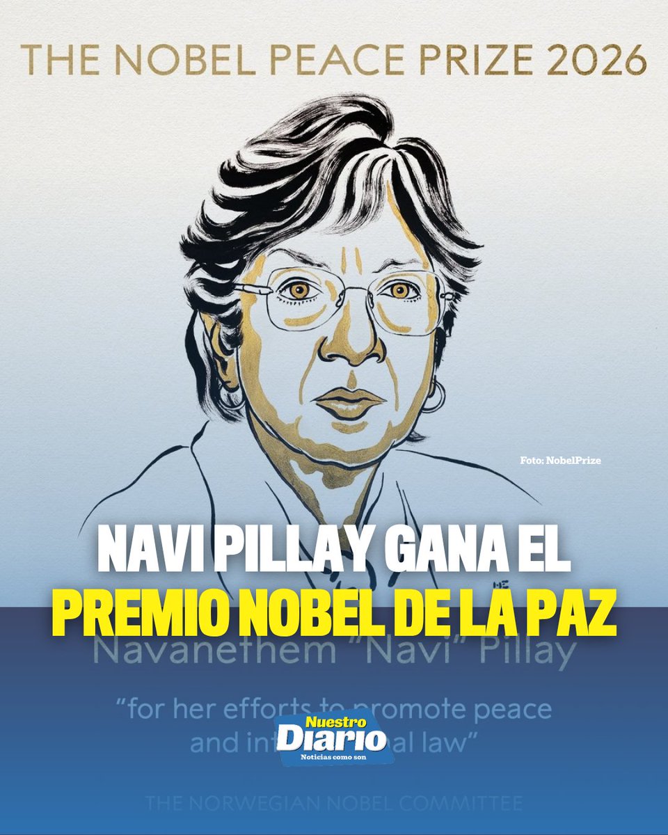 πποΈ NAVI PILLAY GANA EL PREMIO NOBEL DE LA PAZ 2026 ποΈπ La jurista sudafricana Navanethem βNaviβ Pillay fue reconocida con el Premio Nobel de la Paz 2026β¦