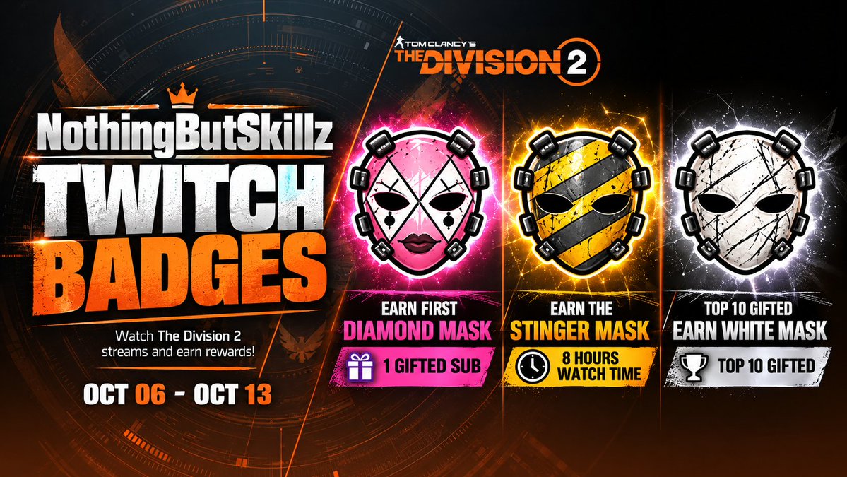 NothinButSkillz's tweet photo. We have Legacy Twitch Drops but we also have Twitch DROPS Badges made for my Channel. Come earn both! #thedivision2 

Live all Day: https://t.co/mUFws9E2jU https://t.co/ModBwb0DTp