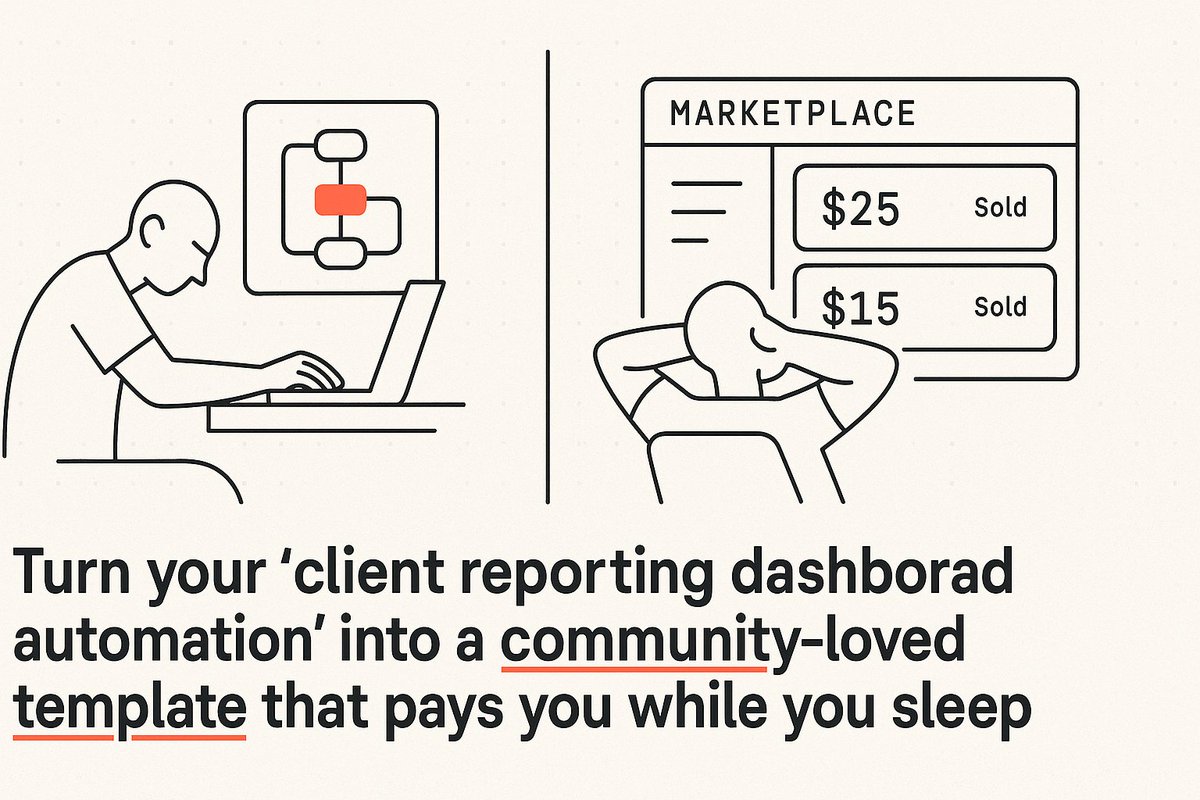 BishalPaul_AI's tweet photo. Before: building client reporting automations from scratch every time.

After: built it once, listed on a marketplace, now it sells while I'm on other calls.

Your n8n workflows can earn passive income.

#n8n #Automation" https://t.co/foPEJN0YpU