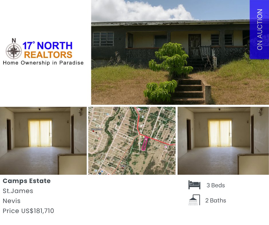 17_DegreesNorth's tweet photo. AUCTION OPPORTUNITY
Camps Estate
Price: US$181,710
Auction Date: October 30th, 2026

For more details: https://t.co/DM3vV2Nr0O
To register to participate in this auction, please call us at 869-669-0214.
#stkittsnevisrealestate #islandliving #dreamhome #stkittsfollowyourheart https://t.co/Mgvc84MKzZ